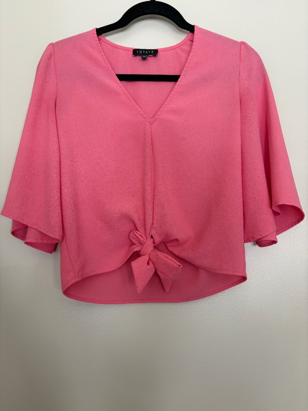 1.STATE Pink Tie‑Front Crepe Blouse XS